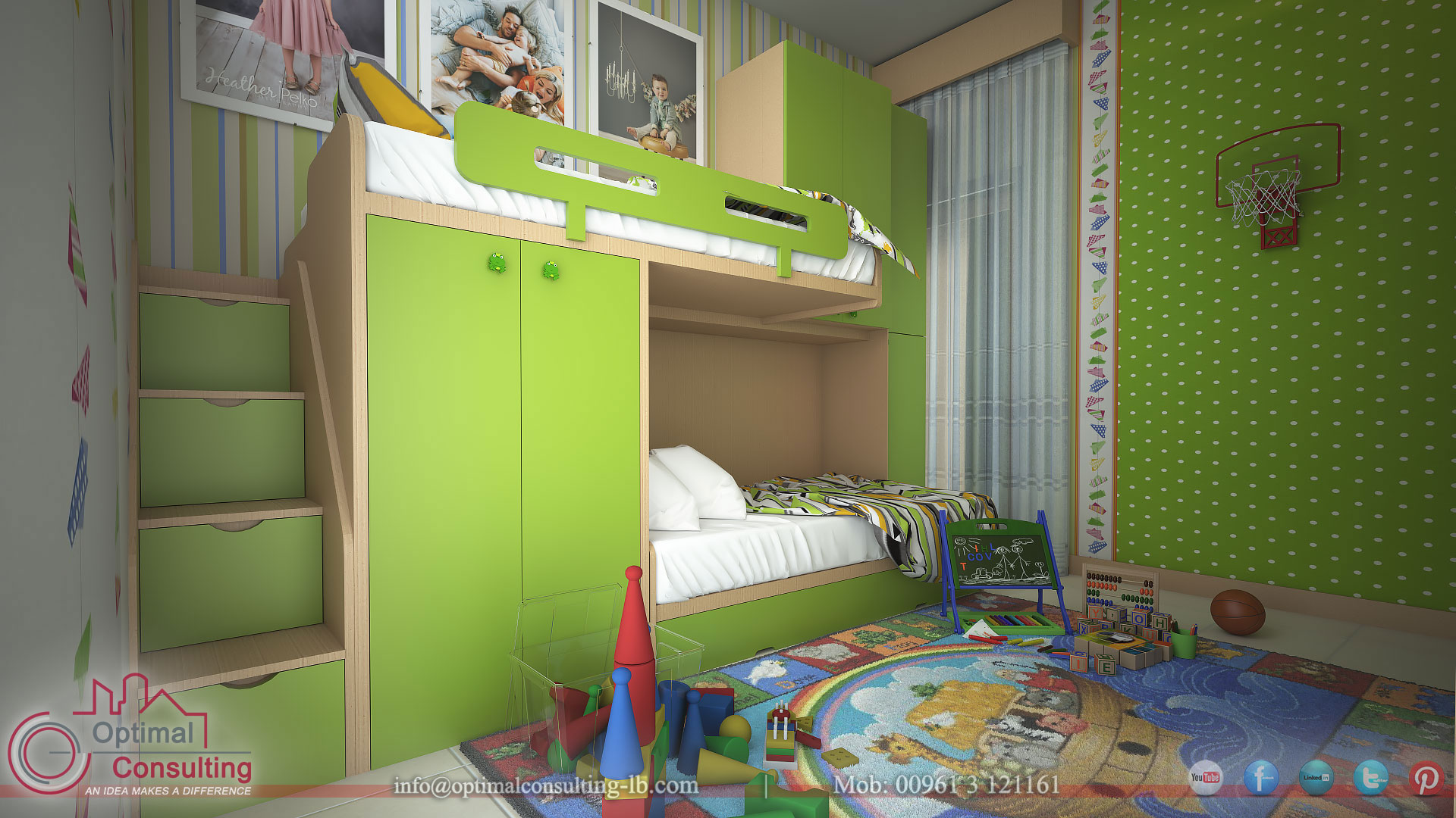 Interior design for a kid's bedroom in beirut lebanon.